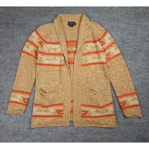 Pendleton Rock Point Cardigan Sweater Women's XS Beige Orange Aztec Southwest